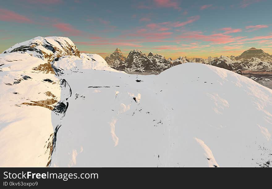 Sky, Mountainous Landforms, Snow, Mountain