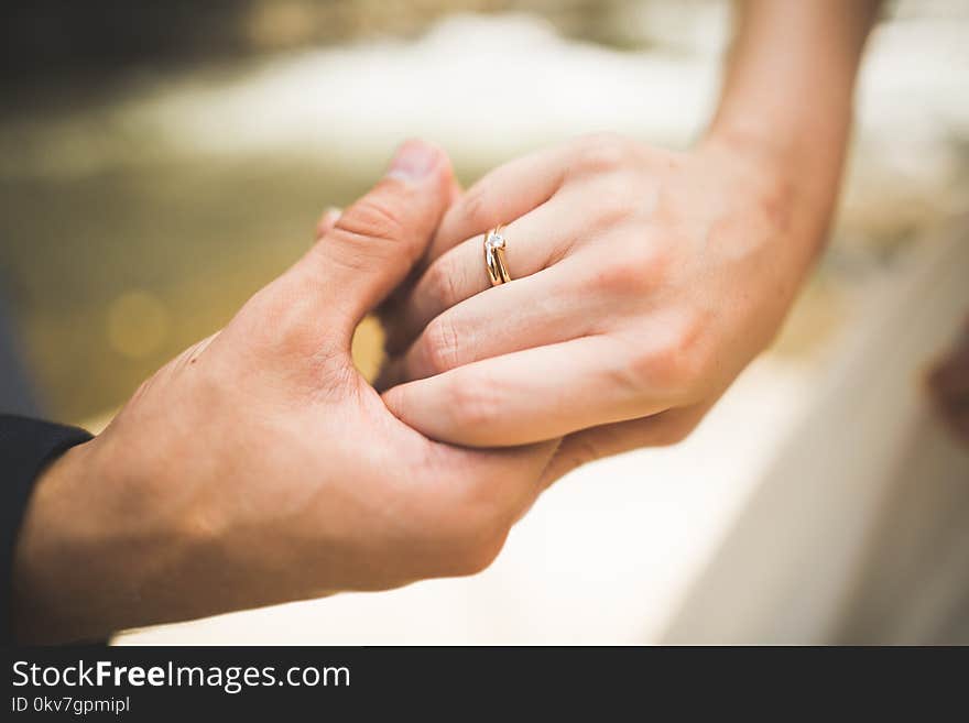 Wedding Couple Bride And Groom Holding Hands