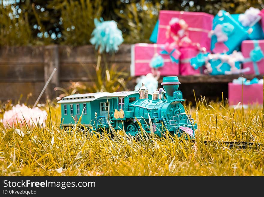 Teal Train Toy