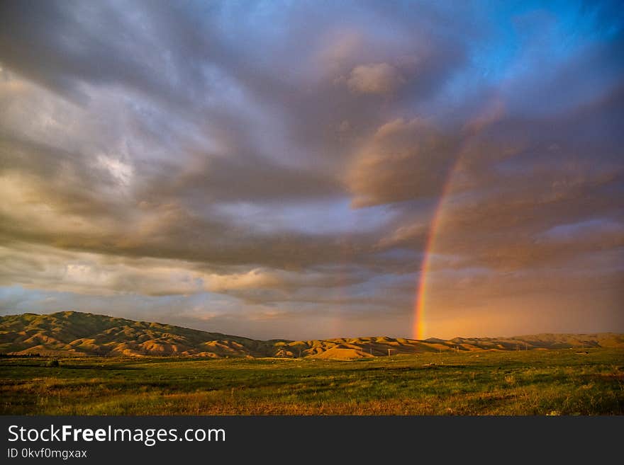 Green Grass Field during Sunset