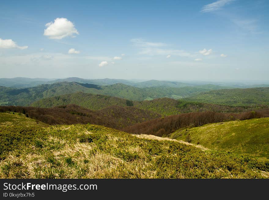 Highland, Grassland, Sky, Hill