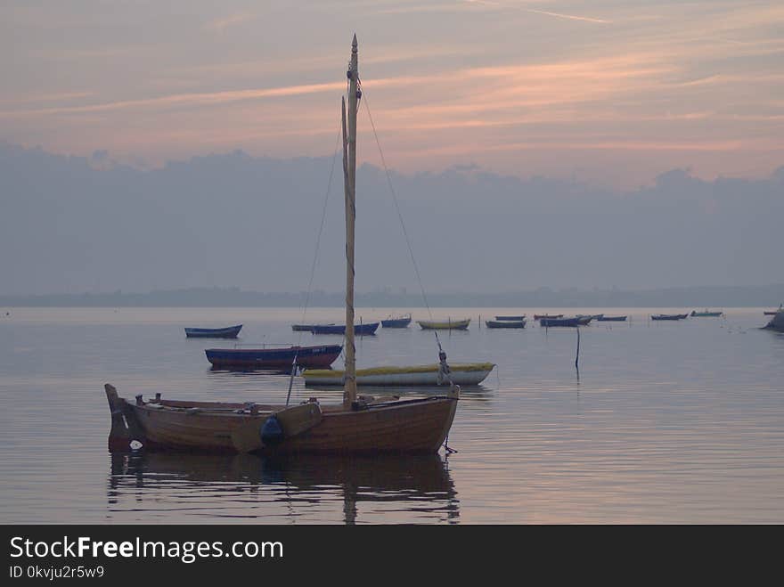 Calm, Sky, Boat, Sailboat