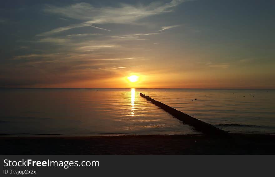 Horizon, Sky, Sea, Sunset