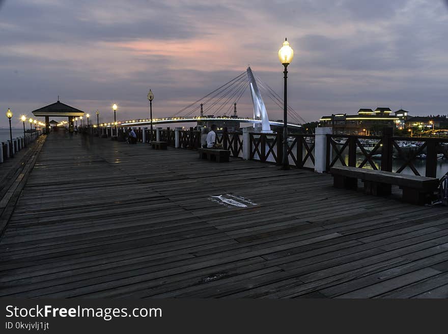 Sky, Pier, Boardwalk, Evening