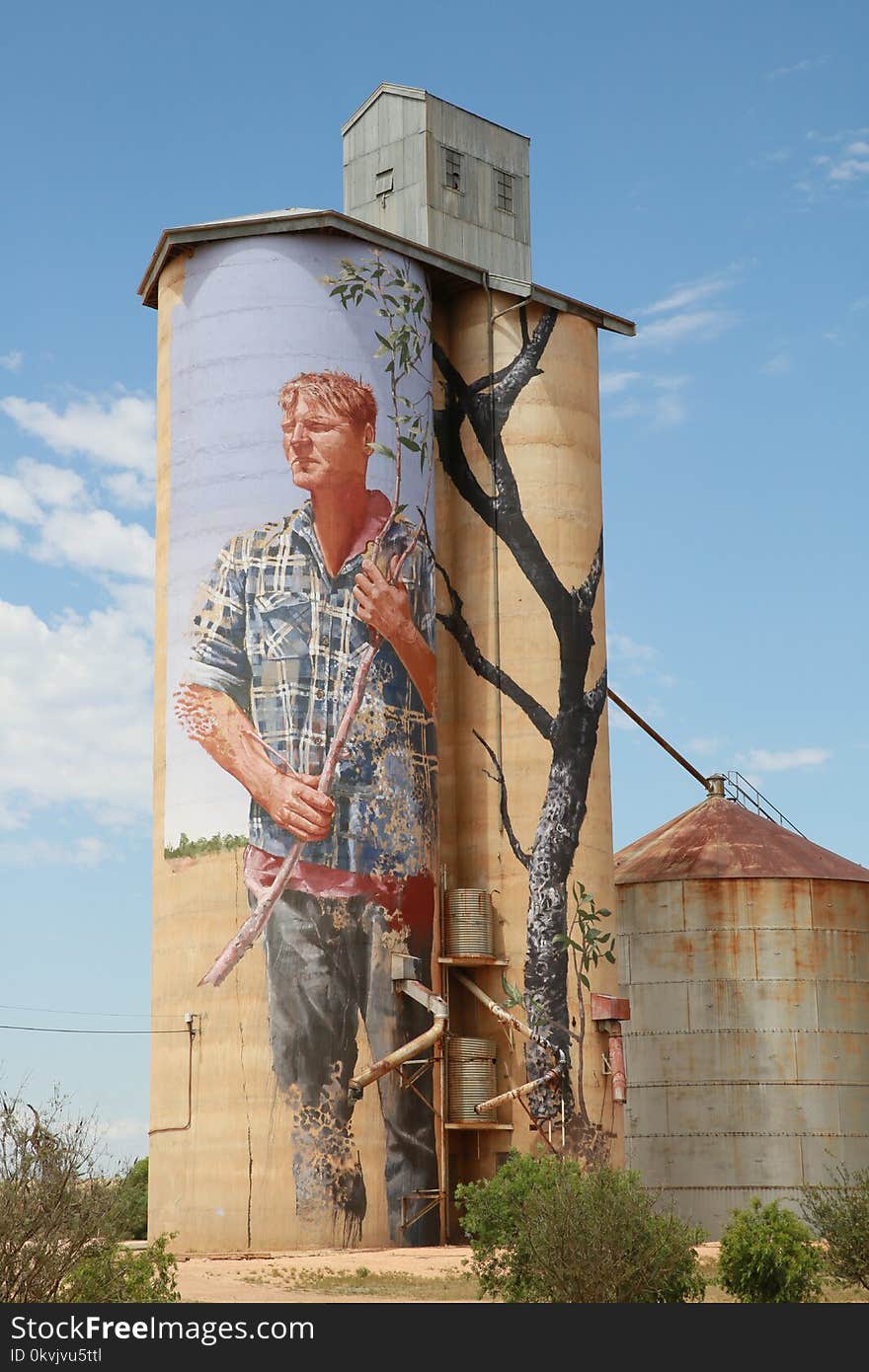 Water Tank, Storage Tank, Silo, Mural