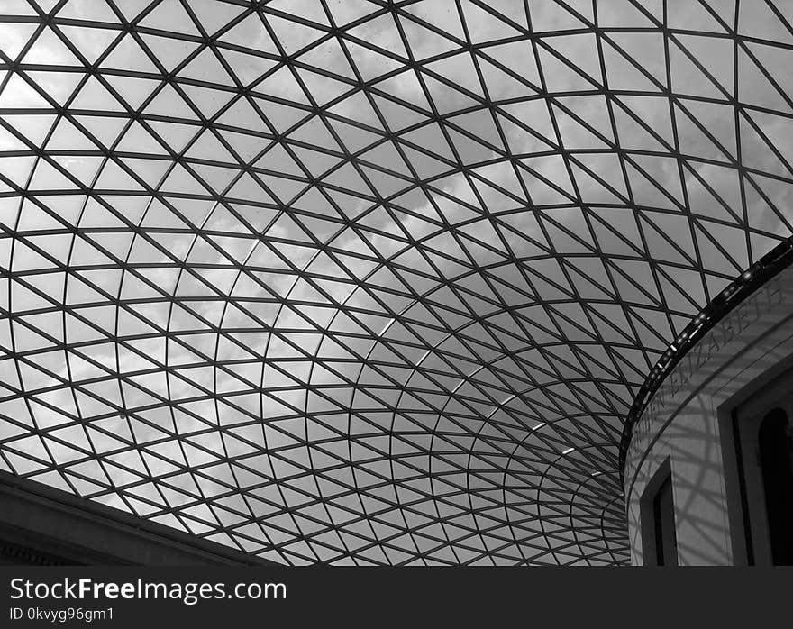 Gray Scale Photo of Glass Dome Building