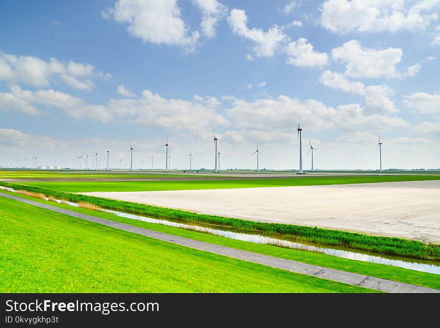 Green Field Near Wind Mills