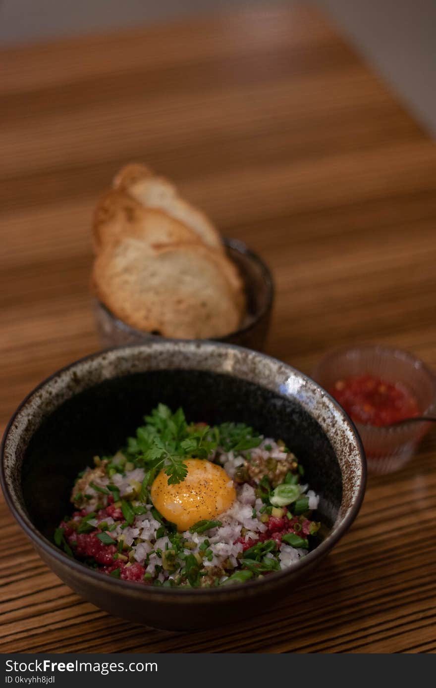 Cook Food on Black Ceramic Bowl