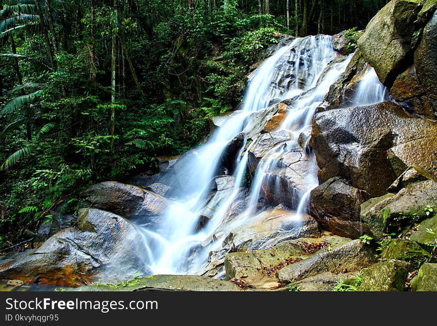 Waterfalls With Brown Stones