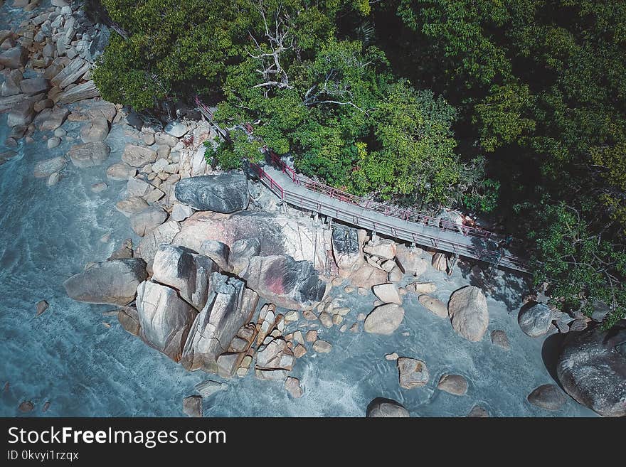 Bird&#x27;s-eye View of Rocky Seashore