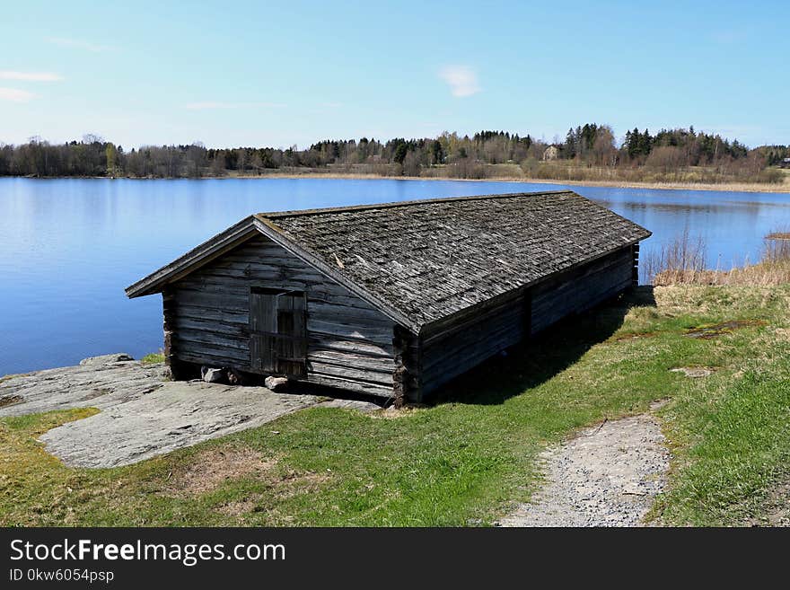 Water, Reservoir, Shed, Shack