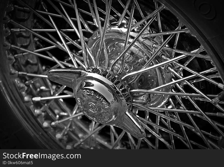 Spoke, Wheel, Black And White, Rim