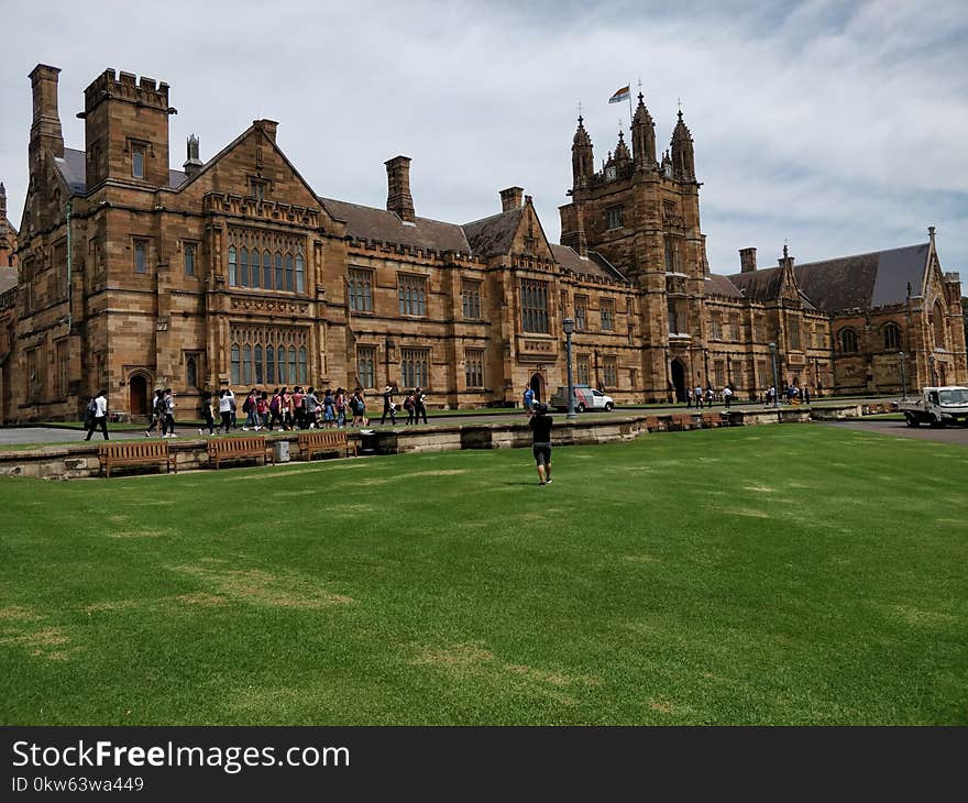 Stately Home, Grass, Estate, Building