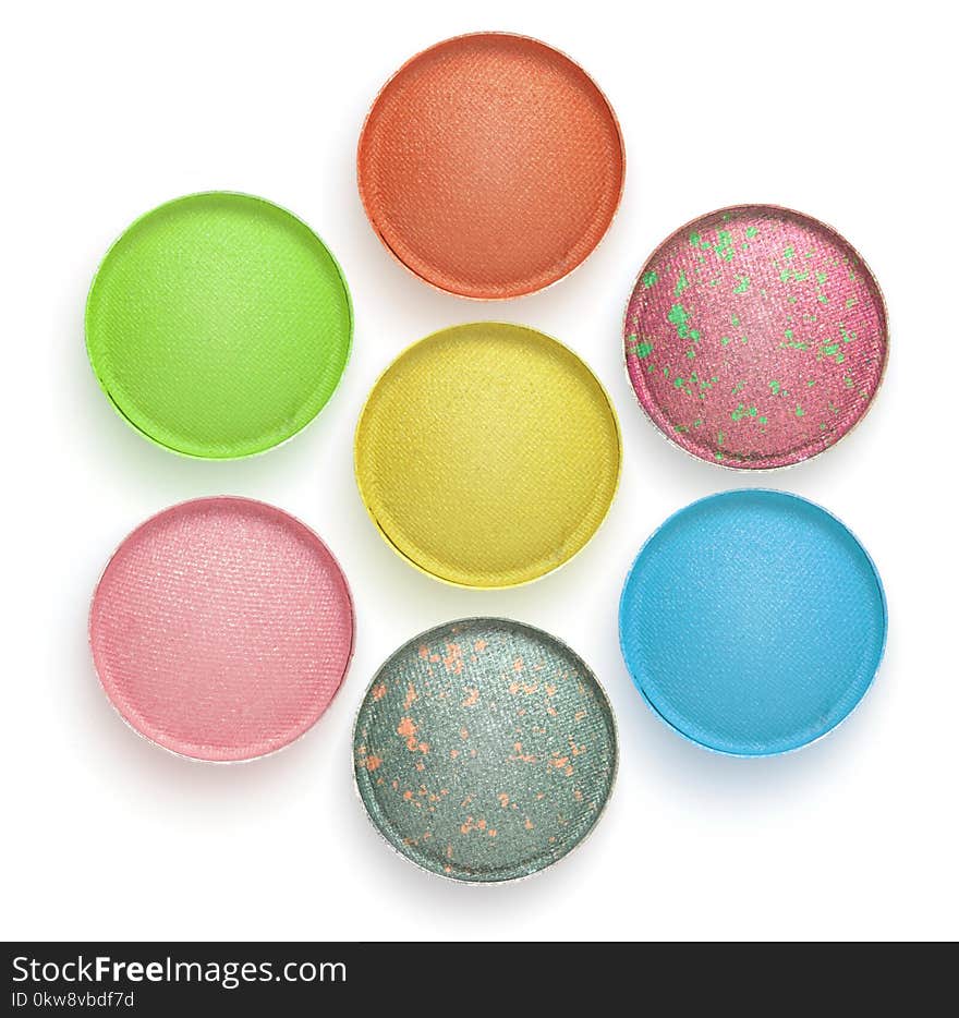 Circle color Eye shadows on white background. Collection. Circle color Eye shadows on white background. Collection.