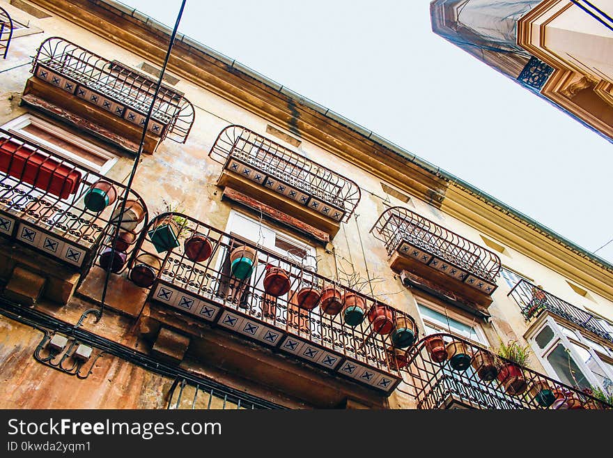 Plant Pots On Metal Balcony