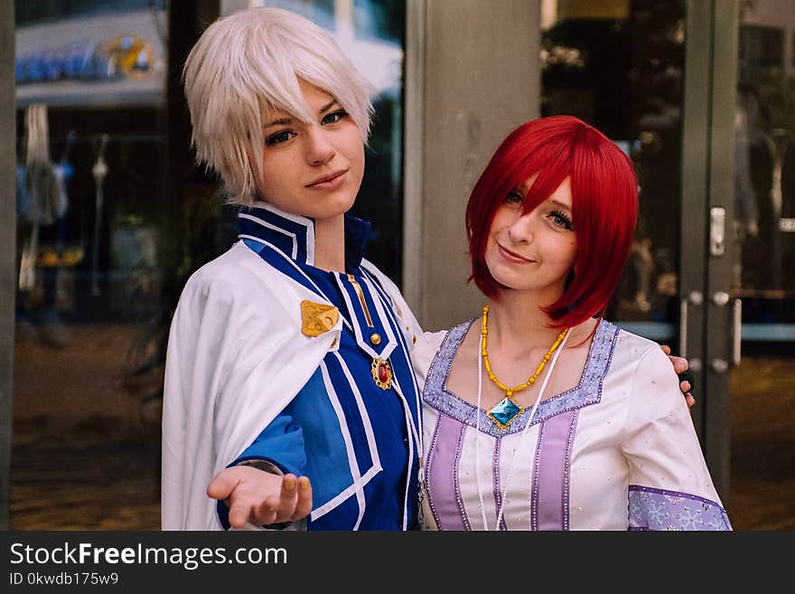 Woman in Red Hair Wig