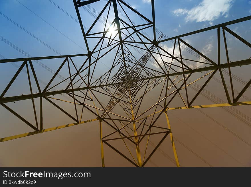 Low Angle Photography of Transmission Tower