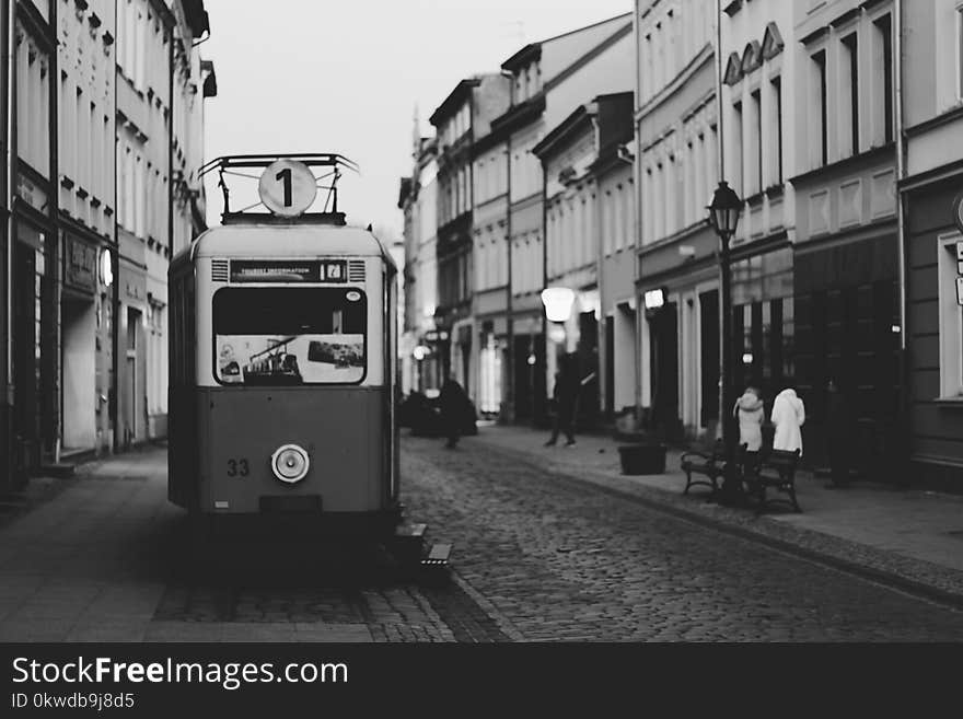 Grayscale Photography Of Tram