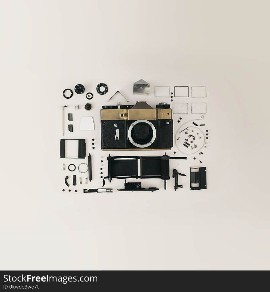 Dslr Camera Flat Lay