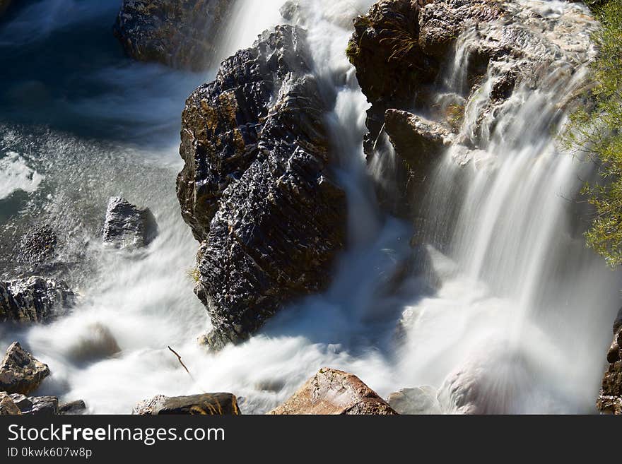 Waterfall in Tena Valley, Pyrenees, Huesca Province, Aragon, Spain. Waterfall in Tena Valley, Pyrenees, Huesca Province, Aragon, Spain.