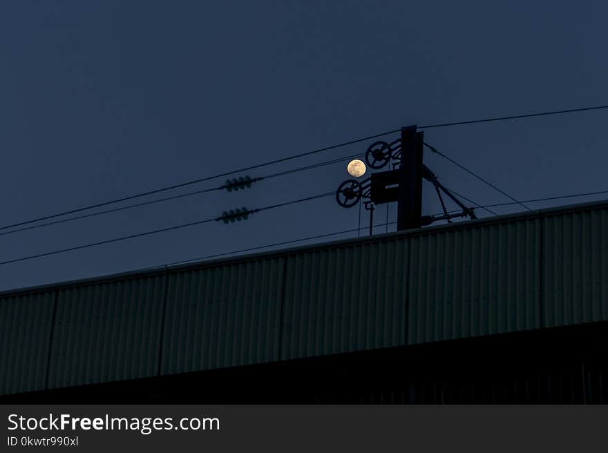 Silhouette of Electric Wires during Nighttime