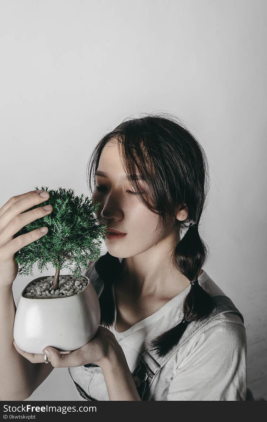 Woman Holding Bonzai Tree