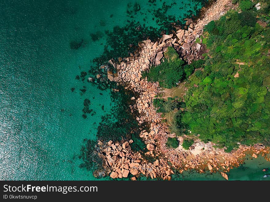 Bird&#x27;s Eye Photography of Ocean and Mountains