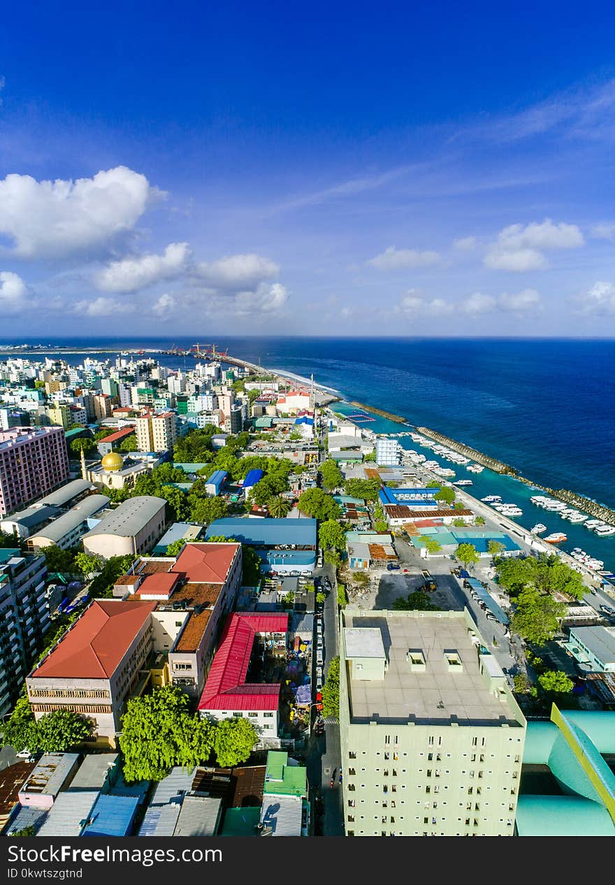 Aerial Photography of City Near Body of Water