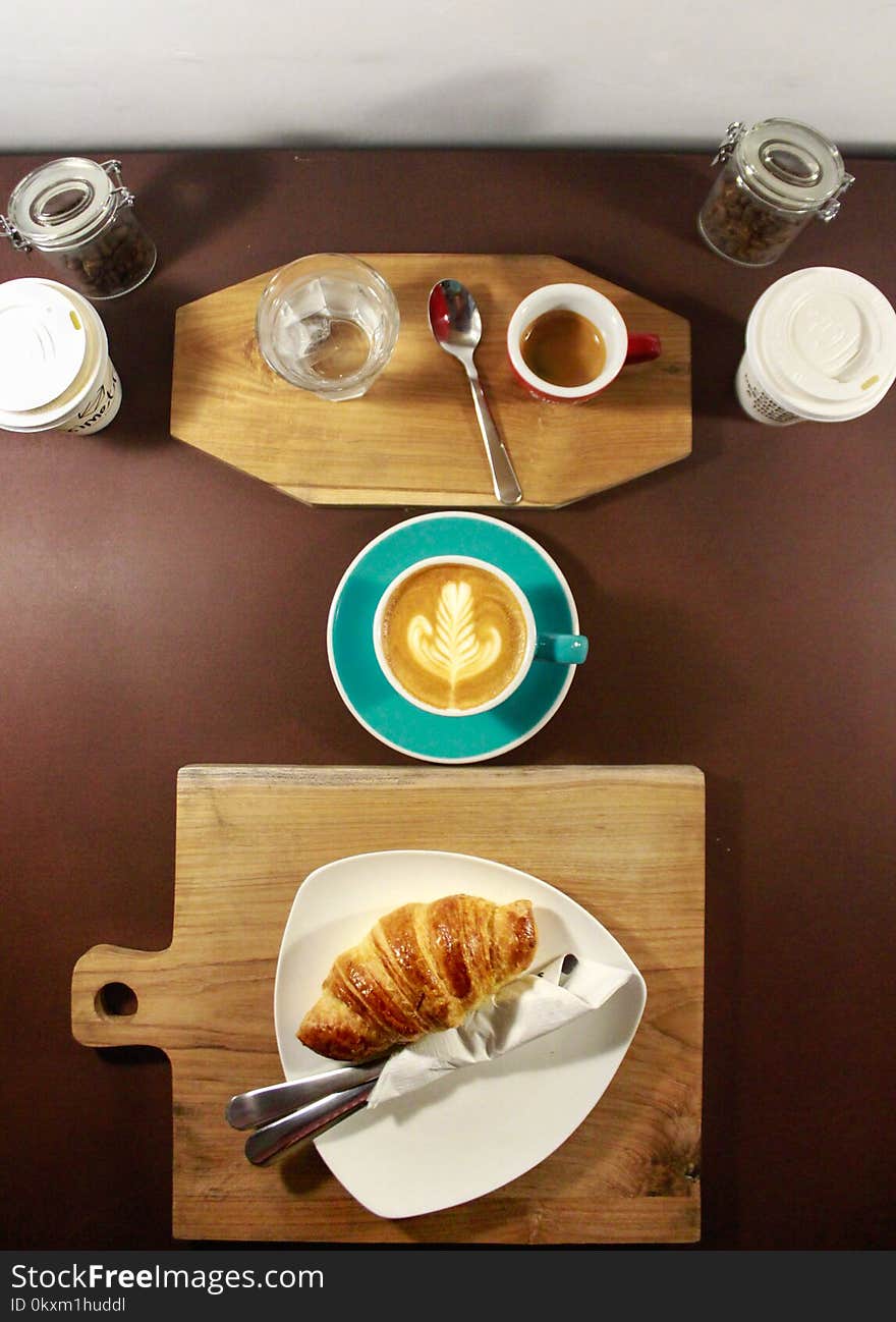 Flat Lay Food Photography of Plate of Croissant