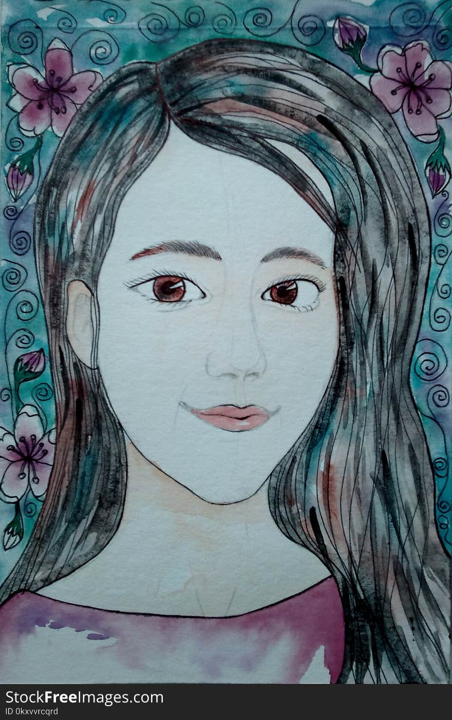 Face, Art, Portrait, Watercolor Paint