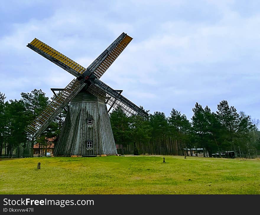 Windmill, Mill, Grass, Tree