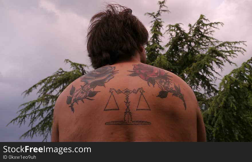 Tattoo, Back, Facial Hair, Tree