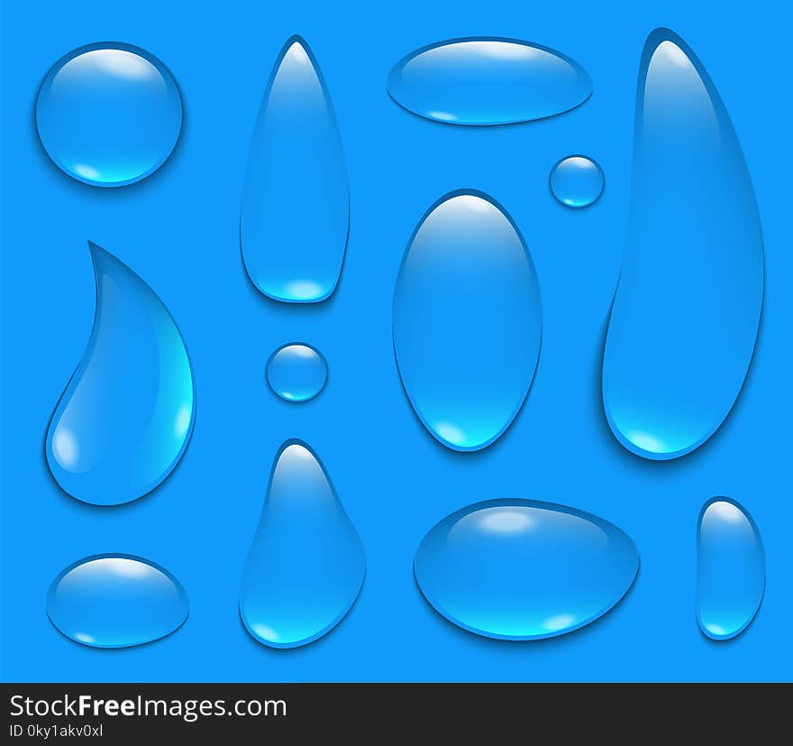 Creative vector illustration of pure clear water rain drops isolated on transparent background. Realistic clear vapor