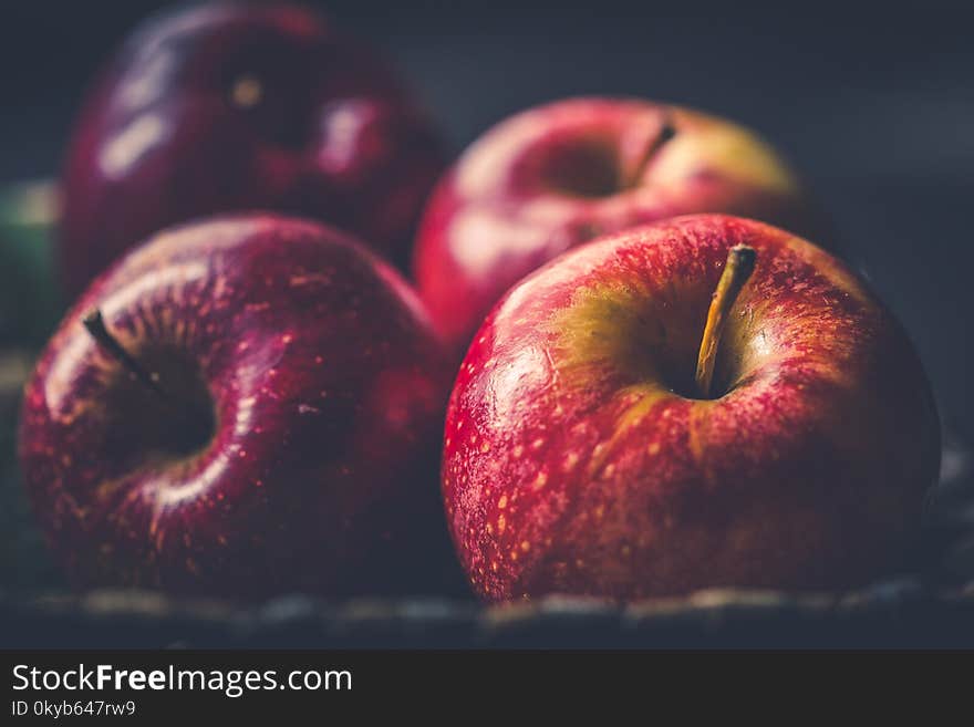 Four Red Apple Fruits