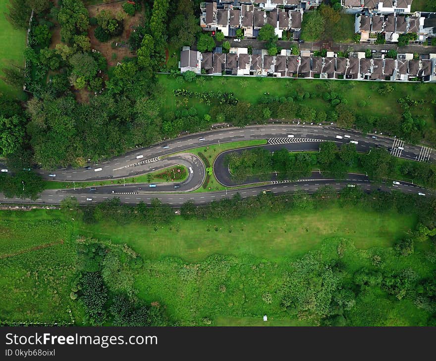 Aerial Shot Of Green Grass Field