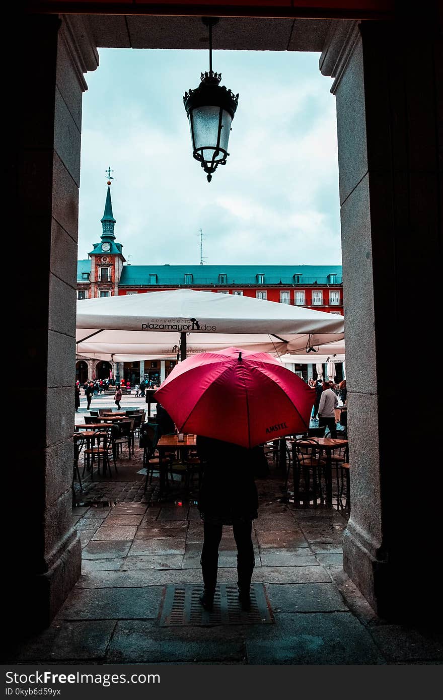 Person Holding Red Umbrella