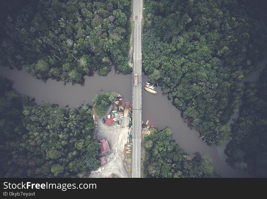 Aerial View Photography of Gray Concrete Bridge