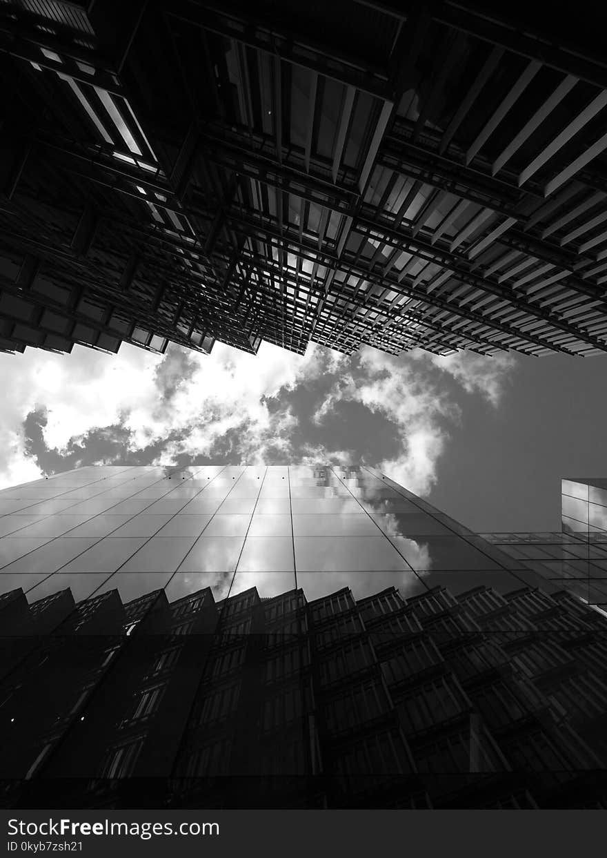 Grayscale Photo of High-rise Building