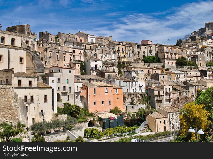 Mountain Village, City, Town, Sky