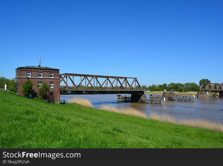 Bridge, Waterway, River, Sky