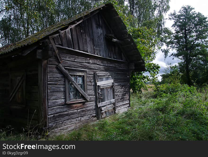 House, Property, Shack, Log Cabin