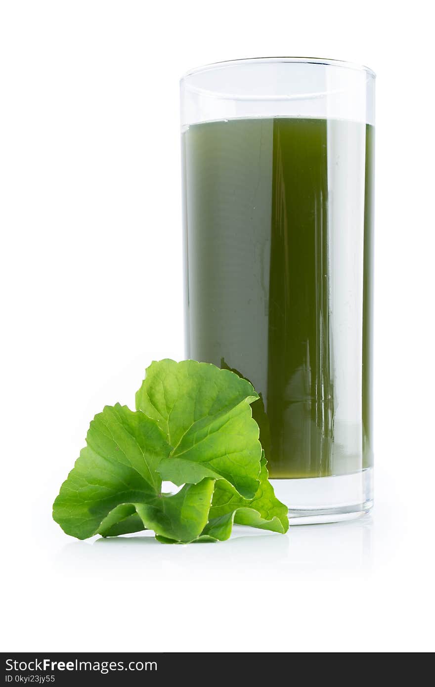 asiatic leaf juice isolated on white