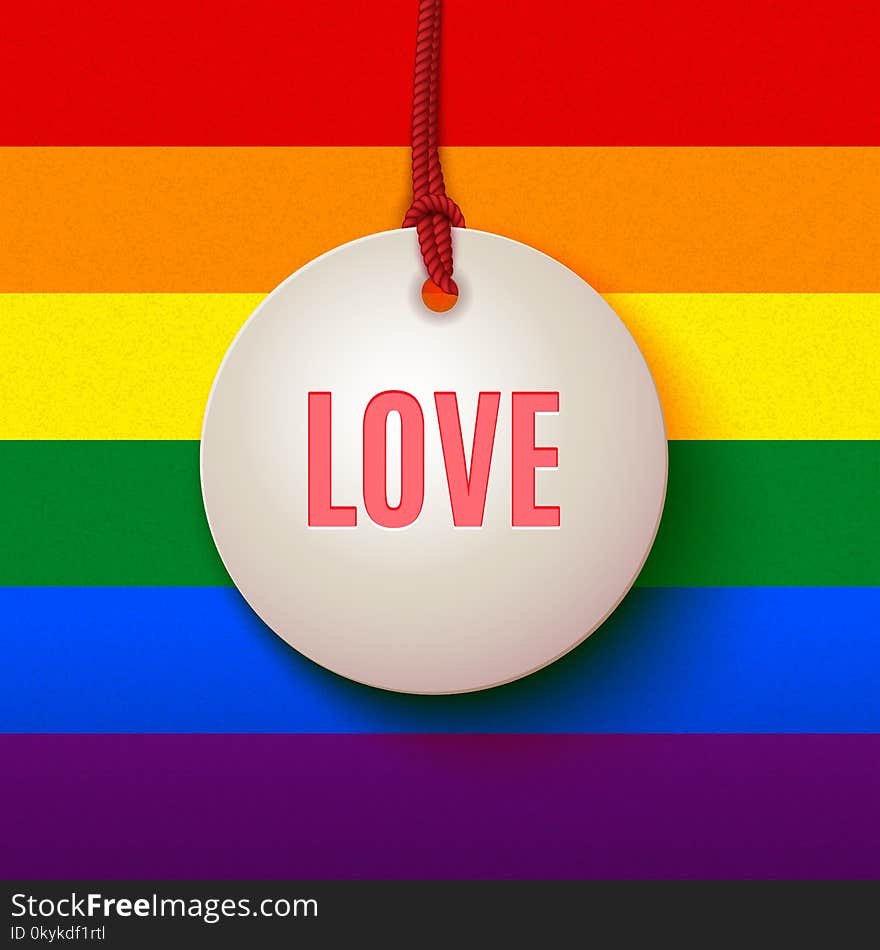 LGBT love pride sign, rainbow background, vector illustration design