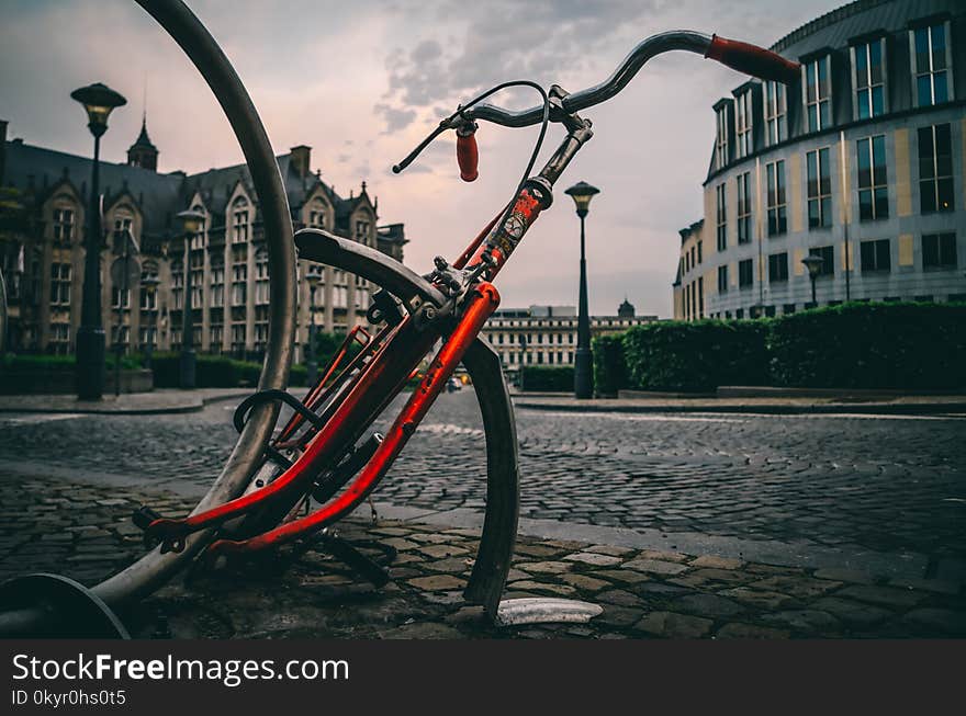 Close-up Photography of Red and Black Road Bike Frame