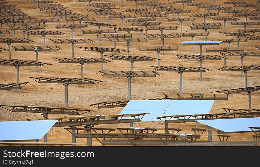 Alternative energy, industrial landscape solar batteries in the desert. Alternative energy, industrial landscape solar batteries in the desert