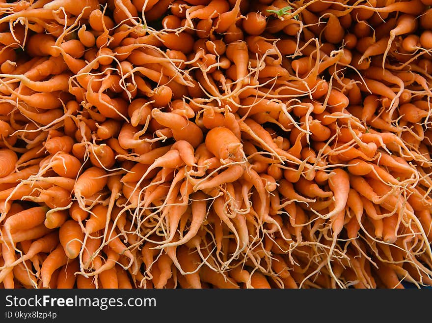 Fresh And Sweet Carrot In The Vegetable Market