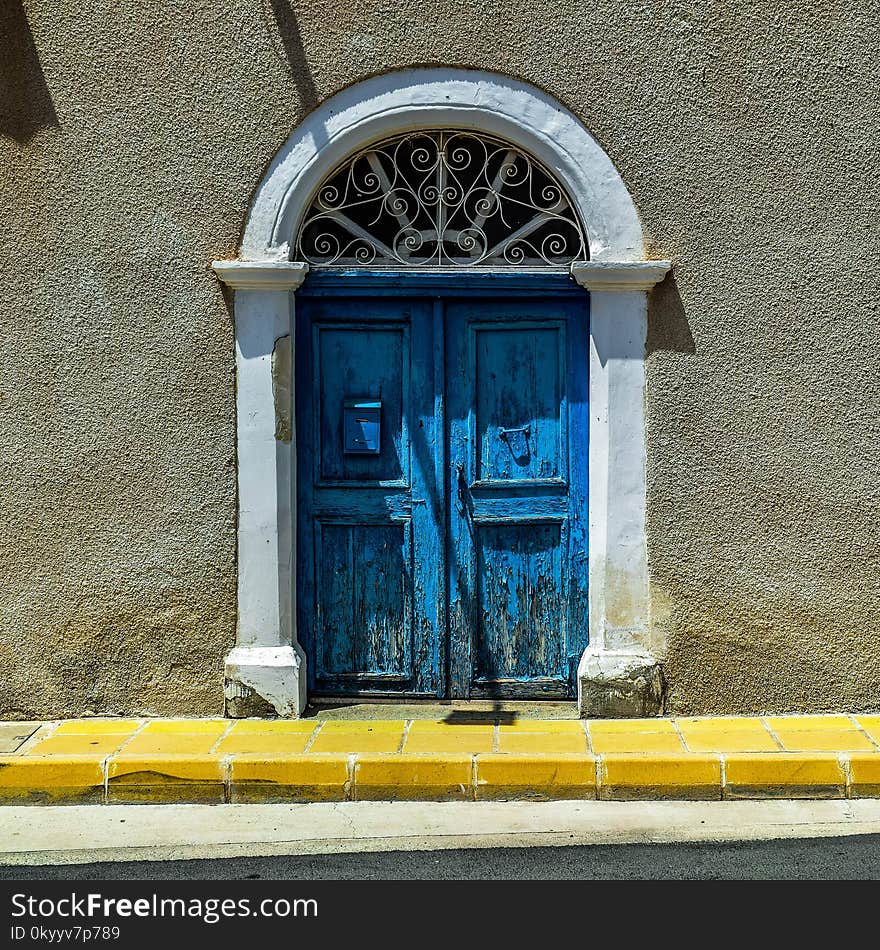 Blue, Window, Wall, Facade