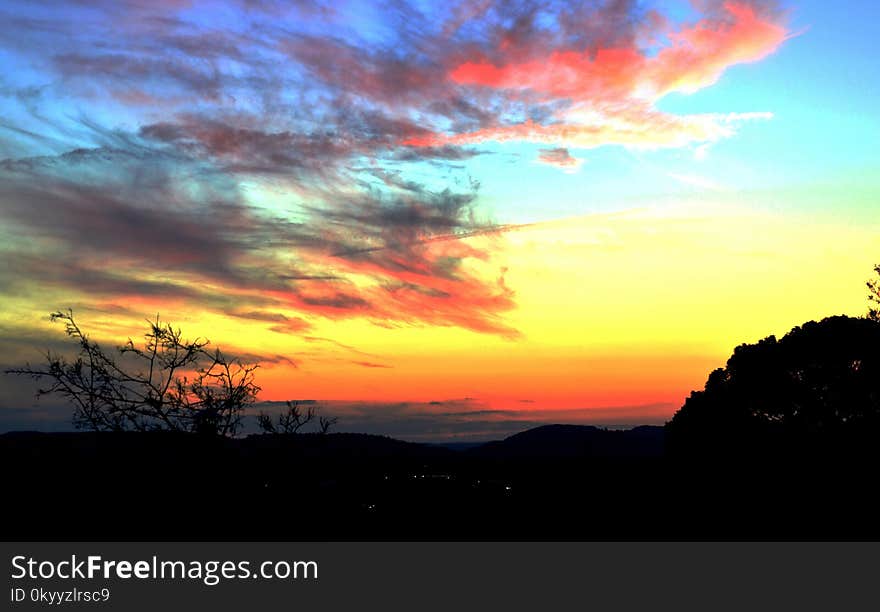 Sky, Afterglow, Red Sky At Morning, Cloud