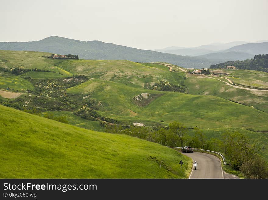 Grassland, Green, Highland, Hill