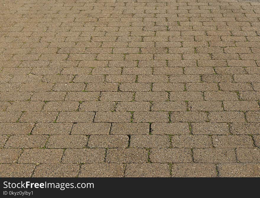 Cobblestone, Road Surface, Grass, Line